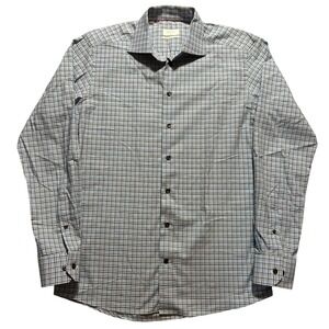 Eton Button Down Shirt Mens 16 41 Blue Brown Slim Fit Micro Check Trunk Club